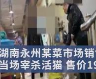 网曝湖南永州某菜市场销售猫肉，摊主当场宰杀活猫，售价19元/斤。